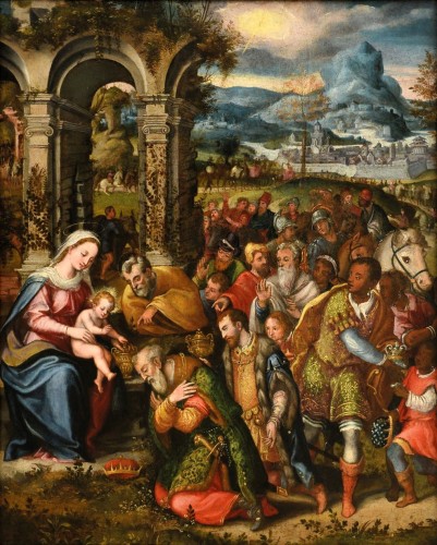 L' Adoration des Mages - Atelier de Frans Francken II (1581-1642) - Tableaux et dessins Style Louis XIII